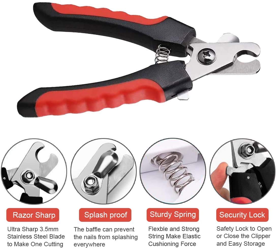 PetVogue Dog Nail Cutter Clipper and filer,Claw & Nails Clippers Grinder Grooming Trimmer for Small, Medium, Large dogs and cats, Red