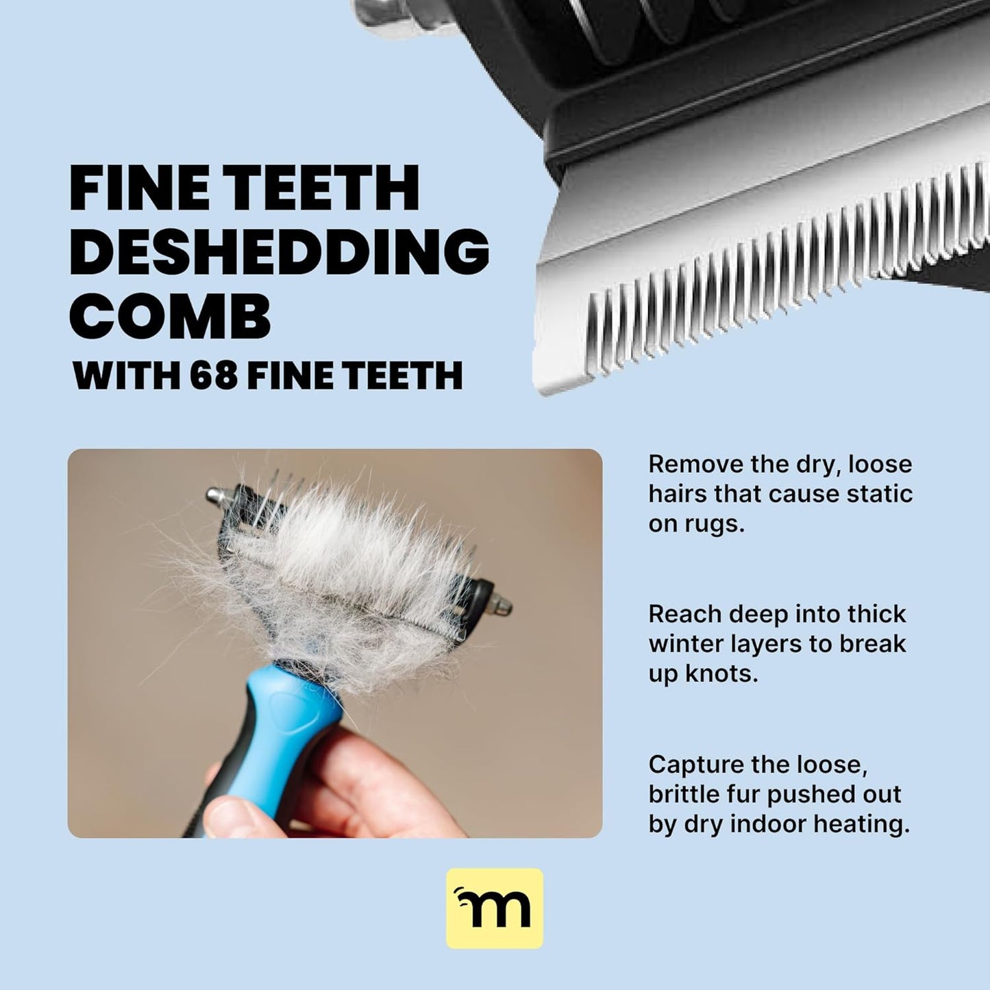 MalsiPree Pet Grooming Brush For Dogs/Cats,2 In 1 Deshedding Tool & Undercoat Rake Dematting Comb For Mats,Reduces Shedding By Up To 95%,Great For Short To Long Hair Small Large Breeds