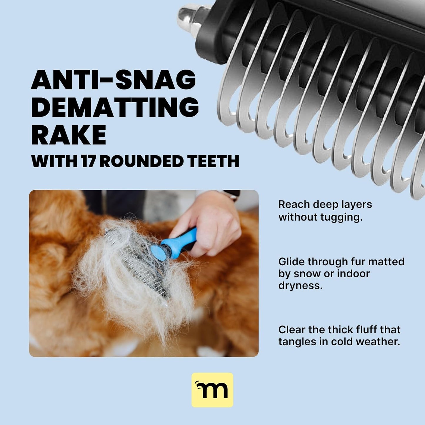MalsiPree Pet Grooming Brush For Dogs/Cats,2 In 1 Deshedding Tool & Undercoat Rake Dematting Comb For Mats,Reduces Shedding By Up To 95%,Great For Short To Long Hair Small Large Breeds